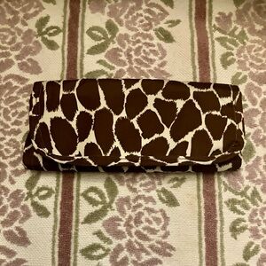 Brown and Cream Animal Print Foldover Jewelry Travel Case